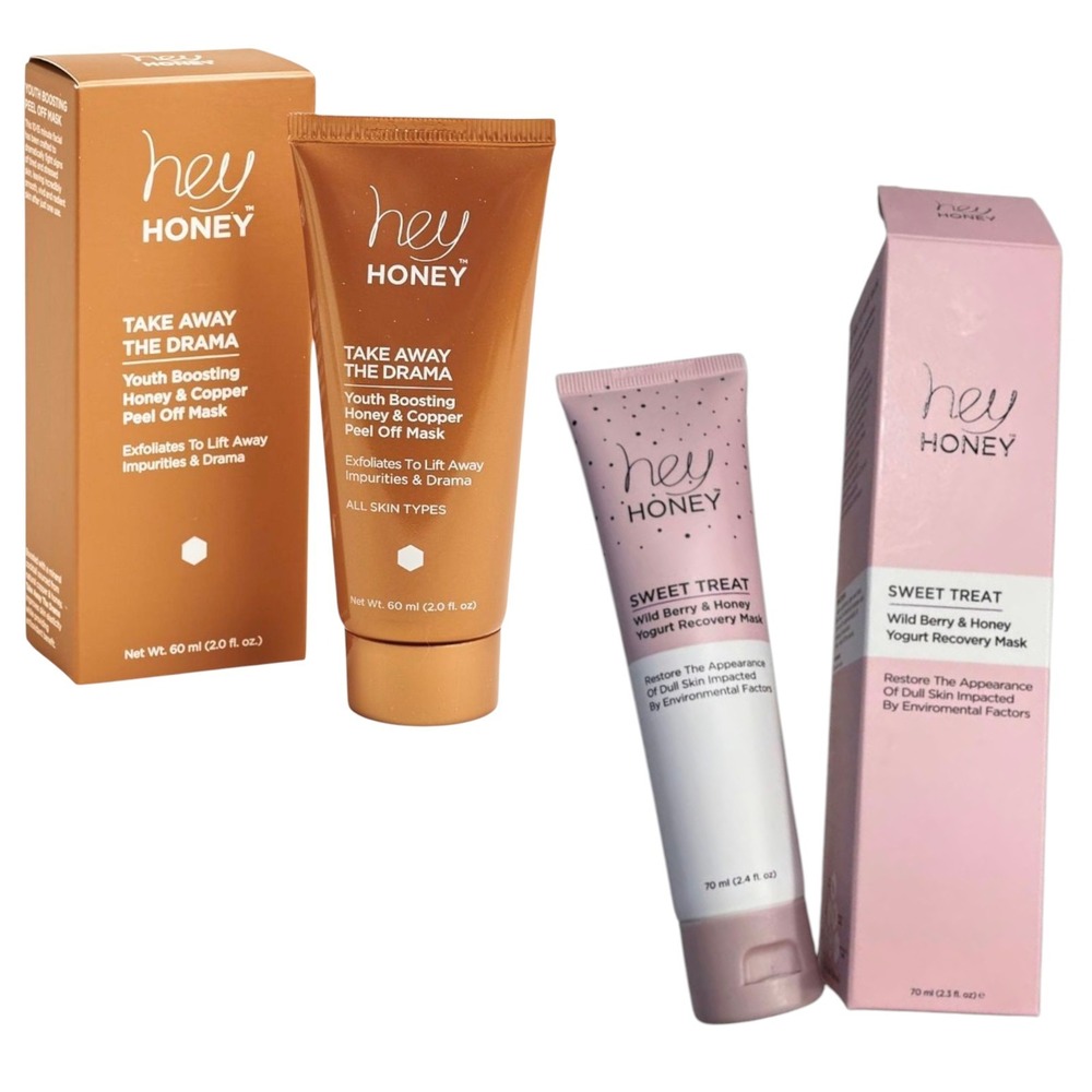 (Set 2)Hey Honey Take Away the Drama Mask 2oz /Hey honey Sweet Treat Restore NEW